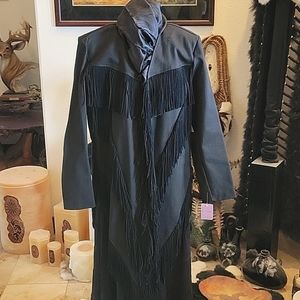 NWT BLACK DENIM FRINGE JACKET